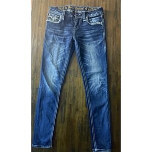 Rock Revival Cherilyn Womens Jeans 28x30 Easy Skinny Embroidered Pockets